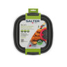 Set of 2 square collapsible silicone baskets in black, packaged for air fryer use