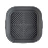 Grey square silicone air fryer basket insert with raised pattern, top view