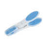 Light blue and clear Beldray laundry peg, angled, showing brand embossing.
