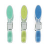 Pack of 3 Beldray clothes pegs in green, yellow and blue, shown upright