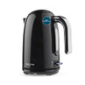 Black electric kettle with water level window, side view