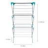 Large foldable clothes airer with turquoise corners, 140.5 x 84 x 52cm
