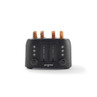 Black 4-slice toaster with toasted bread, front view