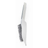White dustpan and grey brush set with angled bristles for cleaning
