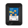 Set of three black non-stick baking trays stacked in packaging