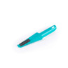 Turquoise plastic pet hair remover brush with bristles and ergonomic handle