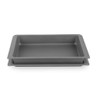 Set of two grey non-stick rectangular baking trays, shown stacked