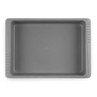 Grey non-stick roasting tray with textured grip handles, top view