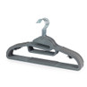 Pack of grey non-slip clothes hangers with metal hooks