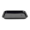 Black non-stick rectangular roasting tray shown from front angle