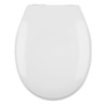 White oval toilet seat with closed lid, shown from above