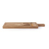Wooden cheese board with integrated handles and three cheese knives