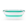 Collapsible plastic washing up bowl in mint green and white