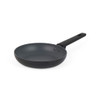 Grey non-stick frying pan with black handle, angled view, suitable for everyday cooking