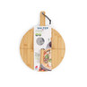 Bamboo pizza board and cutter set with handle, ideal for serving pizza