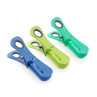 Pack of three Beldray clothes pegs in blue, green and lime for laundry use
