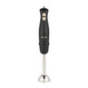 Black and gold handheld stick blender with Salter logo, upright on white background