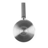 Silver saucepan viewed from above, showing Russell Hobbs logo on base and black handle.