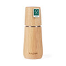 Light wood salt or pepper mill with FSC certification label, shown upright
