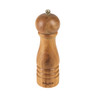 Wooden manual pepper mill with engraved Salter logo, shown upright.