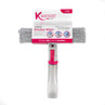 Grey microfibre spray window cleaner with pink handle, shown upright