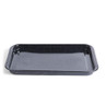 Black speckled enamel baking tray, rectangular, shown empty on white background