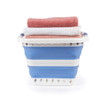 Set of three blue and white rectangular plastic washing up bowls, nested