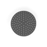 Grey silicone round sink strainer with perforated holes, top view