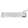 Stainless steel electric warming tray with side handles and power indicator lights
