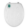 White wood effect toilet seat with FSC eco label, closed, shown from above
