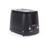 Black 2-slice toaster with controls, shown at angle on white background