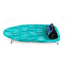 Teal tabletop ironing board with printed clothes peg pattern, shown at an angle