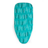 Teal ironing board cover with peg pattern, shown flat from above
