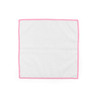 White microfibre cleaning cloth with pink trim, shown flat