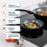 Non-stick grey frying pans with PFAS-free ceramic coating and induction suitability