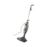 Grey and gold upright steam mop with power cord, shown from side on white background