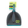 Grey dustpan and brush set with anti-bac treated bristles in retail packaging