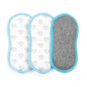 Pack of 3 reusable pad inserts with blue trim, two white with diamond pattern, one grey