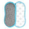 Pack of two reusable cleaning pads, one grey textured and one white with a blue trim.