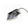 Gold and grey steam iron with digital controls, shown on white background