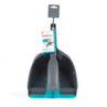 Grey and blue dustpan and brush set, upright, suitable for cleaning hard surfaces