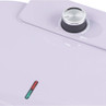 Purple kitchen appliance control dial and indicator lights, close-up