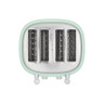 Mint green 4-slot toaster viewed from above, showing slots and controls