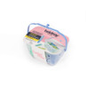 Mixed colour peg basket with blue handle, containing 48 steady-grip pegs.