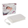 King size heated under blanket in white with controller, shown beside retail packaging.