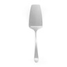 Silver metal cake server, plain handle, shown on white background.