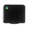 Black non-stick oven tray with PFAS free label, top view