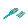 Blue Beldray pet hair remover with handle and extra pad, shown on white background