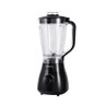 Black electric blender with clear jug, shown upright for product listing