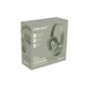 Boxed green Bluetooth headphones with noise cancellation feature